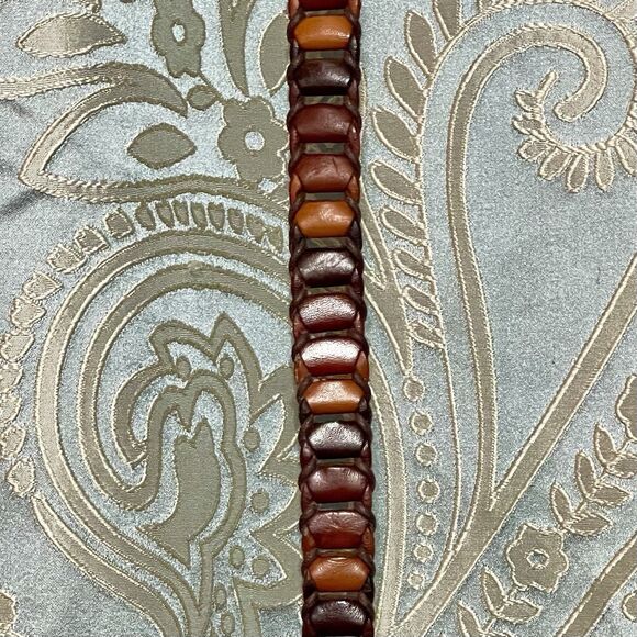 Vintage Braided Womens Belt Brown Small Leather 90s Skinny Bohemian Chic Retro - Picture 6 of 11